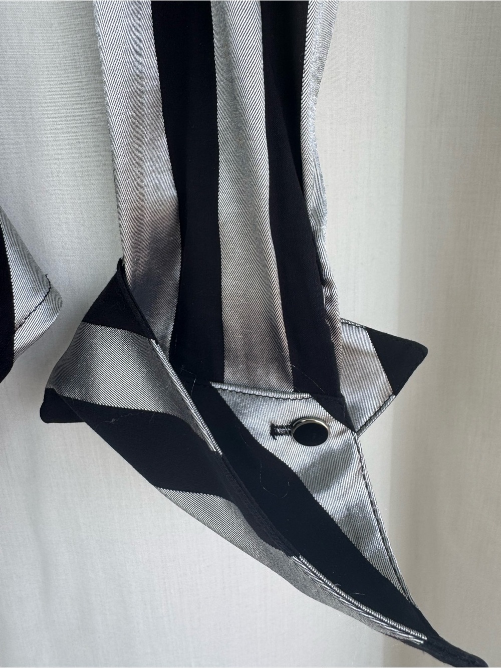 Joseph Ribkoff Black & Silver Striped Button-Front Blouse with silver buttons - Picture 2 of 8